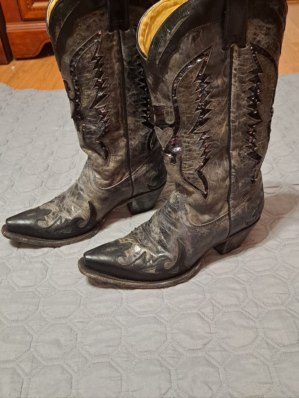 Corral Womens Gray and Black Western Cowboy Boots Size 9 1/2 - Picture 2 of 10
